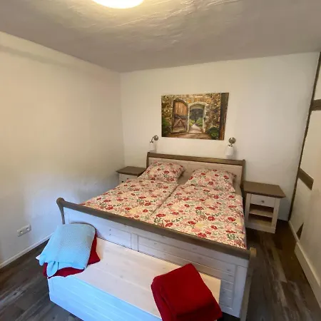 Schoene Burgruine Fachwerkhaus